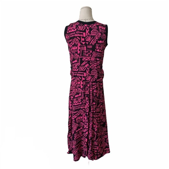 Vintage 80s 2 Piece Pink Top & Skirt Tribal Print Carrie Bradshaw Keith Haring - Picture 3 of 12